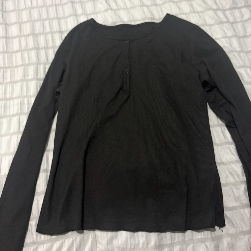 DAZY Black Ribbed Long Sleeve Top - Picture 4 of 8